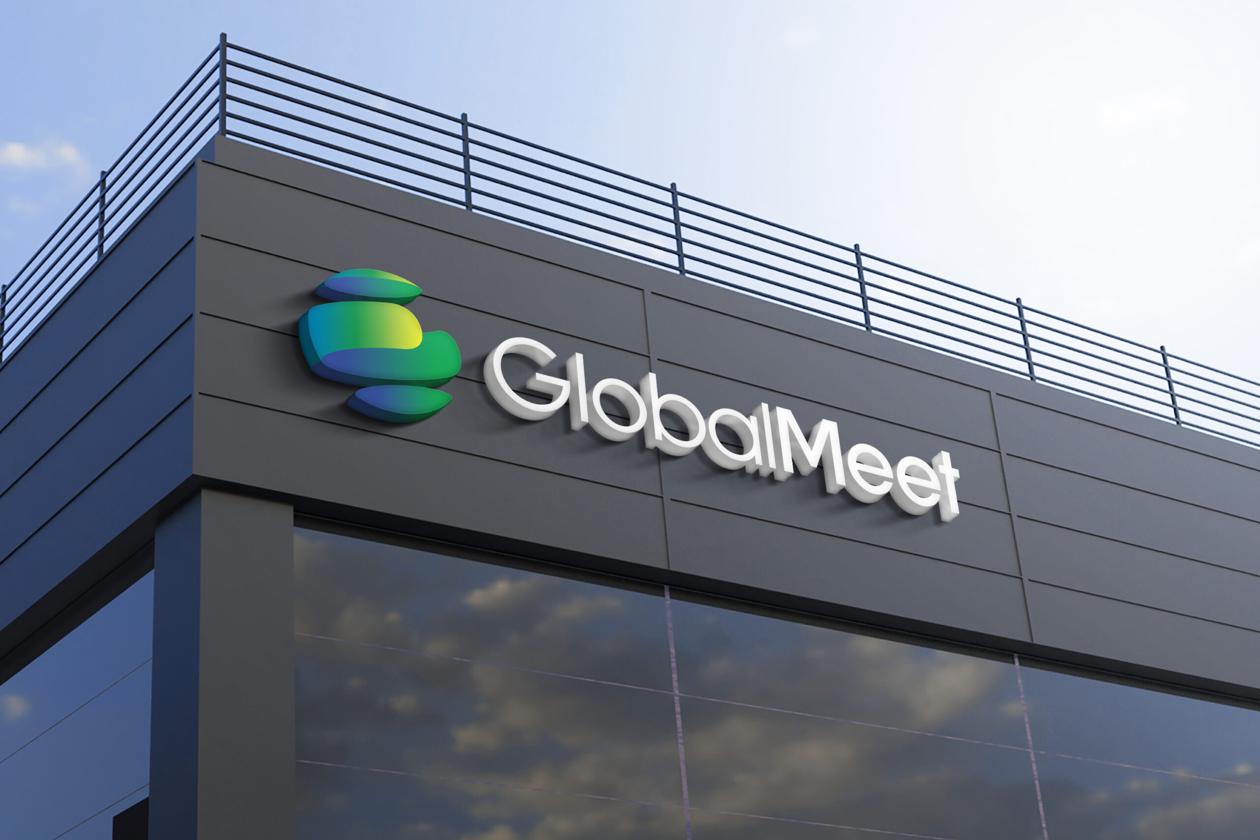 GlobalMeet logo on top of office building