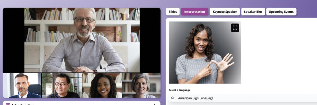 Woman translating in sign language during an event