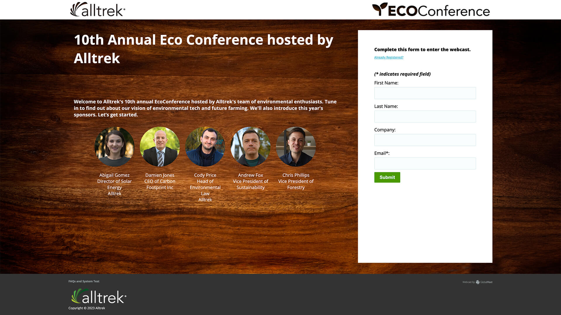 Alltrek EcoConference event registration page