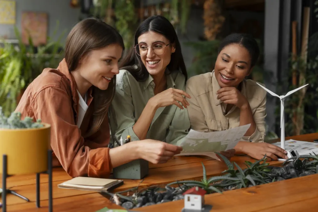 picture of business women practicing sustainable event management
