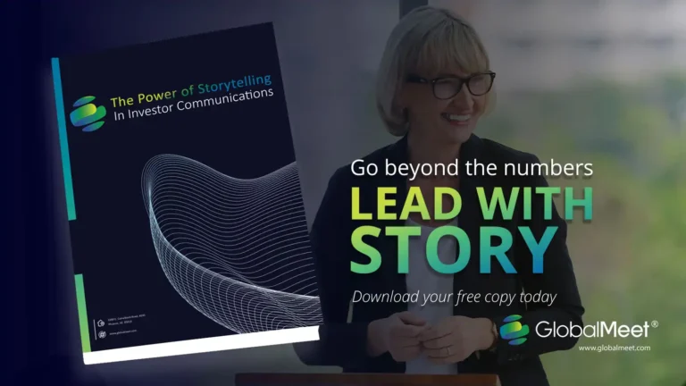 image promoting globalmeet's the power of storytelling in investor communications e-book