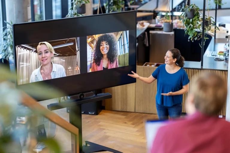 Business people having a managed virtual event with GlobalMeet